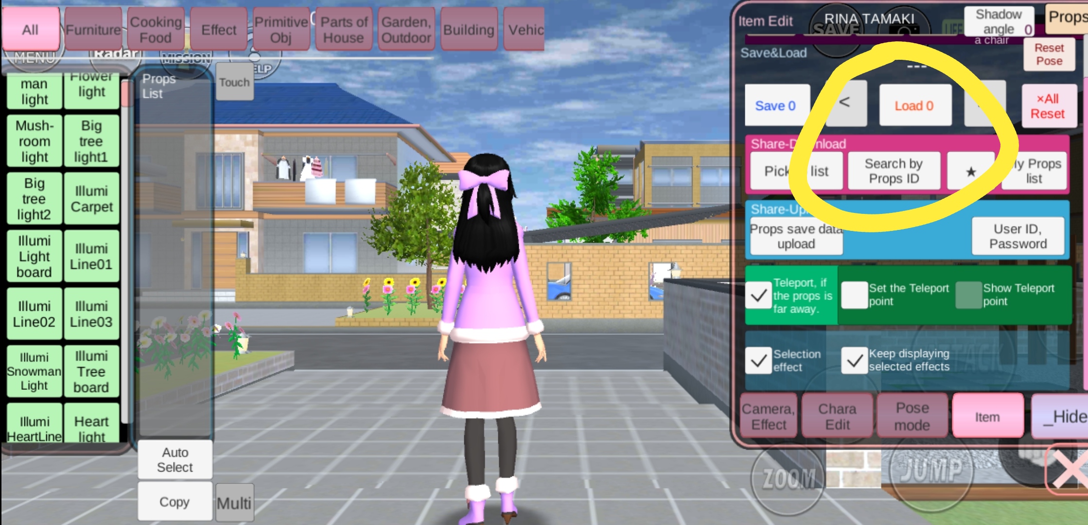 Langkah 4 'Search by Proops'/ Tangkap Layar Game Sakura School Simulator