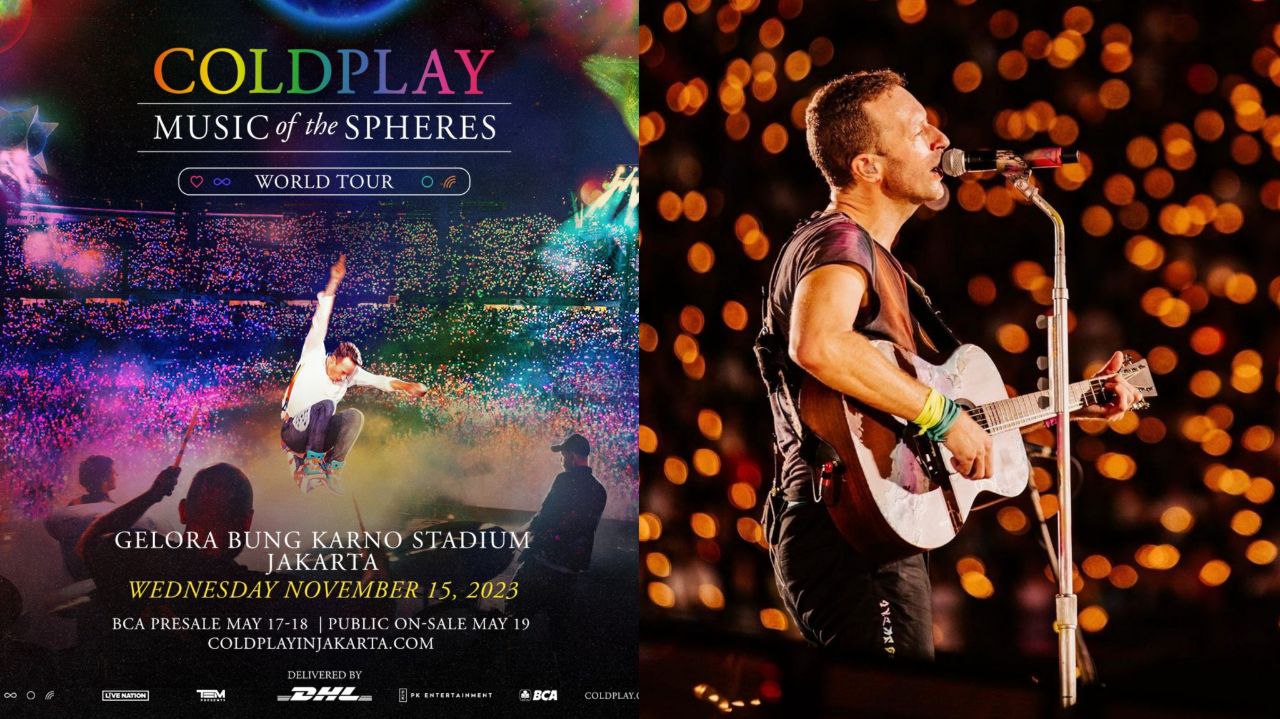 Inilah link neli tiket konser Coldplay tour 2023 Jakarta yang akan digelar pada November di Stadion Gelora Bung Karno. Kolase Instagram/@coldplay.