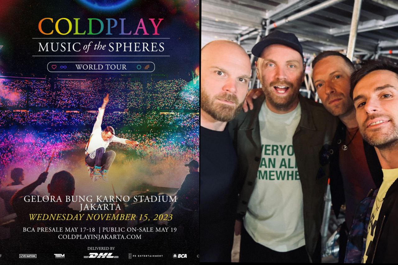 Link war tiket konser Coldplay Jakarta 2023 sudah dapat diakses pada hari ini Rabu, 17 Mei 2023 mulai pukul 10.00 WIB. Kolase Instagram/@temgmt dan @coldplay.