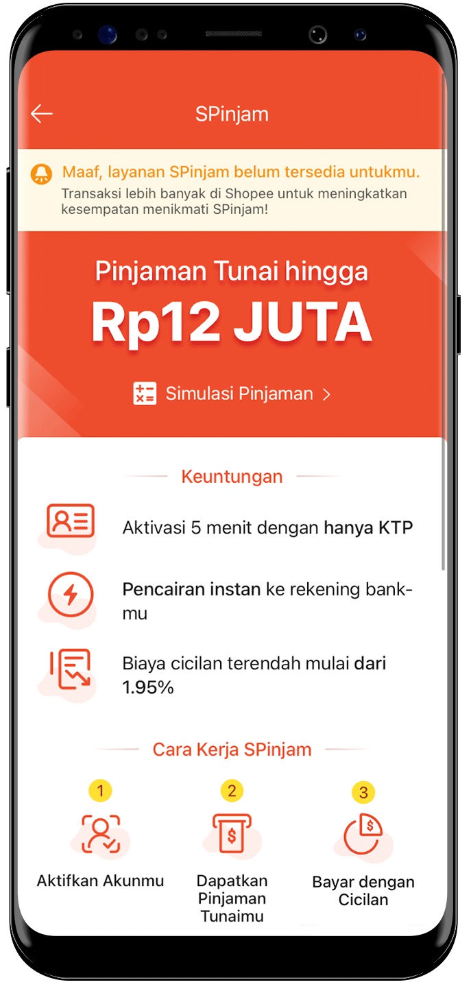 Shopee melalui program SPinjam menyediakan pinjam uang tunai di Shopee dengan limit hingga Rp 12.000.000.