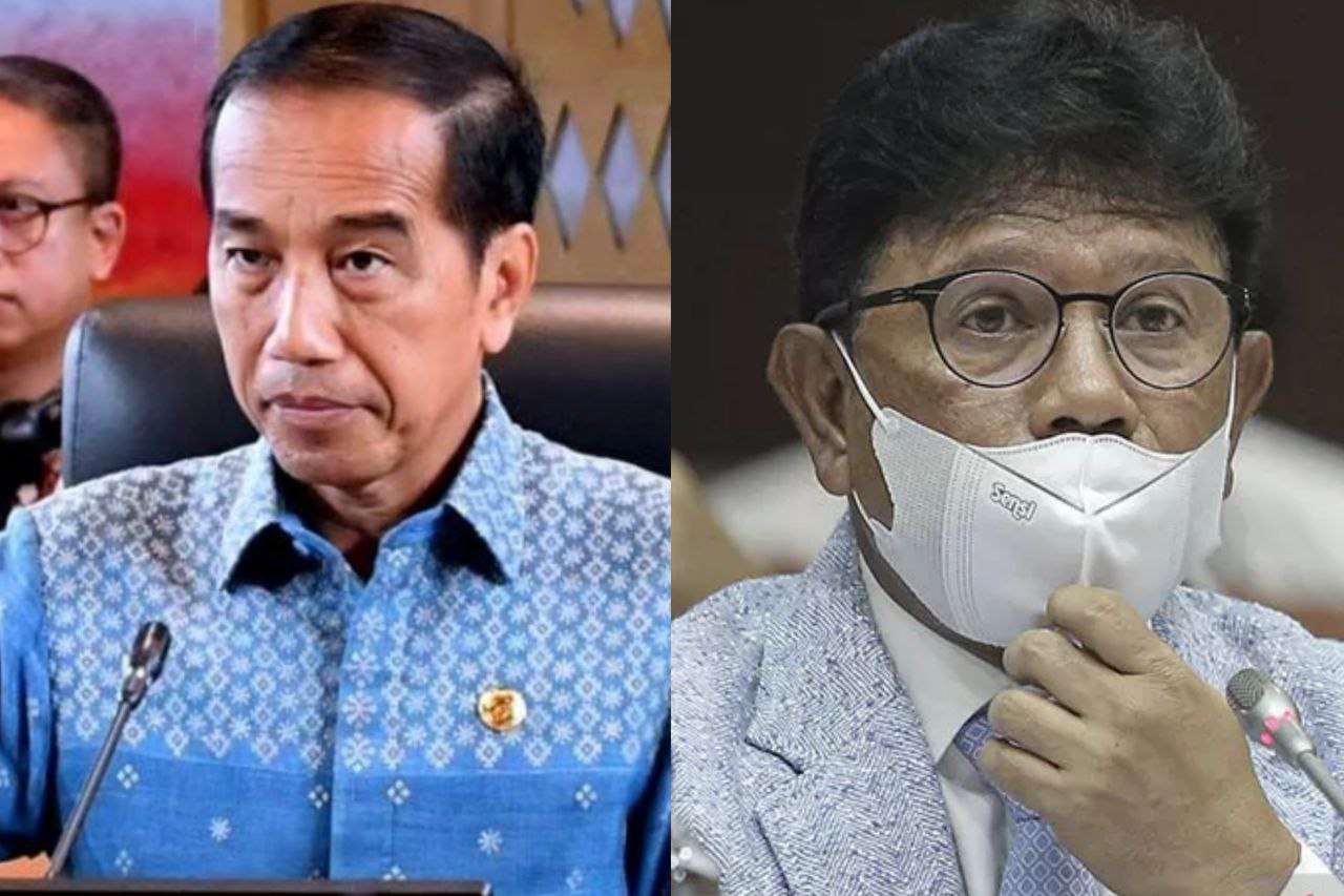 Presiden Jokowi memberikan tanggapannya soal ditetapkannya Menkominfo, Jhonny G Plate sebagai tersangka dalam kasus dugaan korupsi. Kolase foto Instagram/@jokowi dan ANTARA/Dhemas Reviyanto.