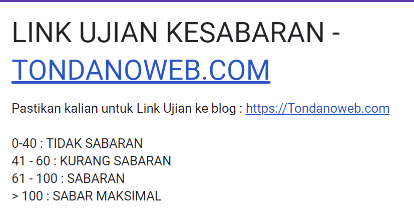 link tes ujian kesabaran