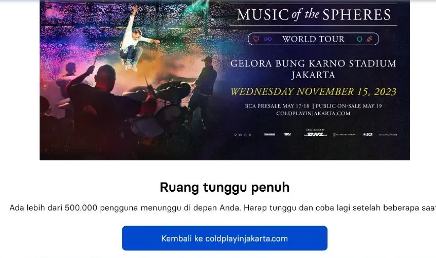 Netizen Gerecep! Antrean Tiket Konser Coldplay Langsung Penuh!