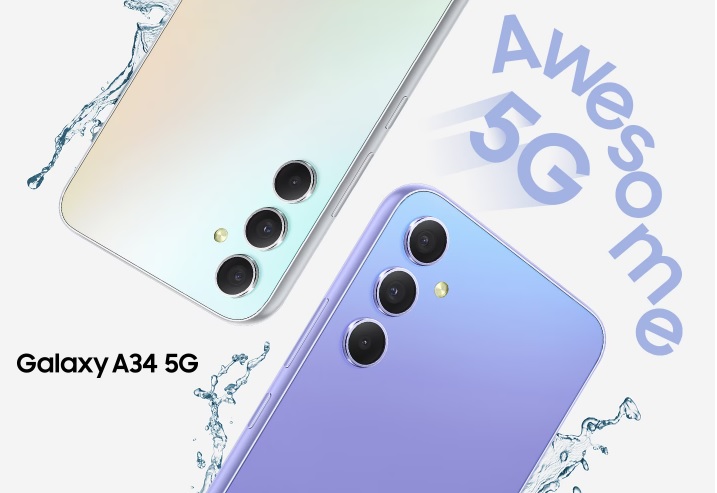 Samsung Galaxy A34 5G memiliki ketahanan hingga 1 jam didalam air.