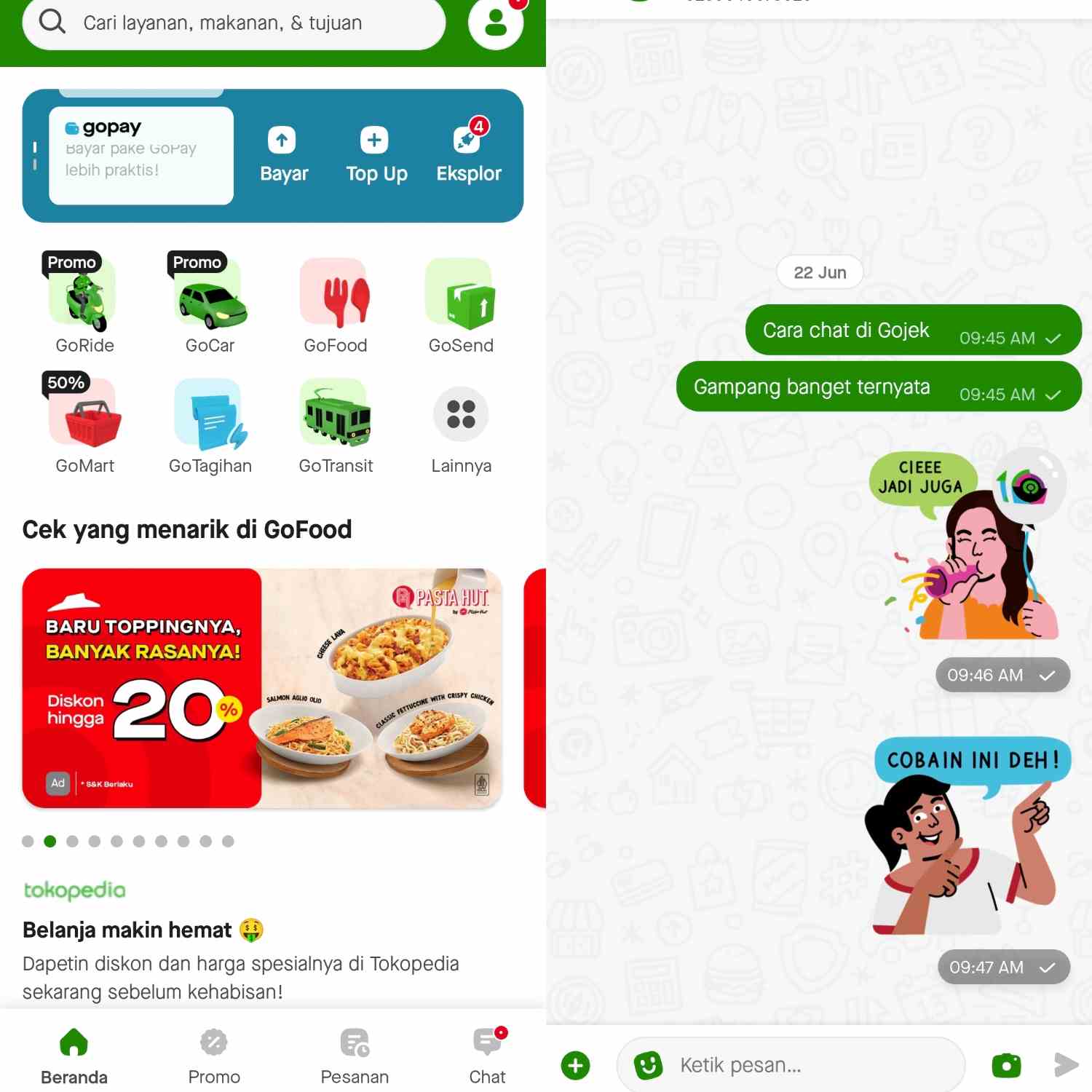 Cara Chat di Aplikasi Gojek/Dok.pribadi