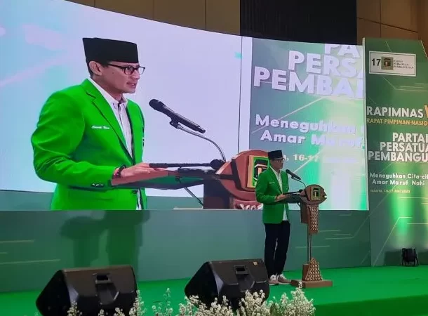 Sandiaga Uno direkomendasikan sebagai bakal Cawapres dampingi bakal Capres PDIP, Ganjar Prabowo oleh PPP pada Pemilu 2024. ANTARA/Narda Margaretha Sinambela.