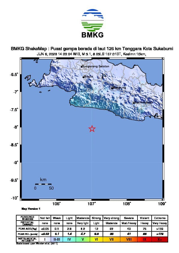 Pantai Selatan Cianjur Diguncang Gempa 5,1 Magnitudo