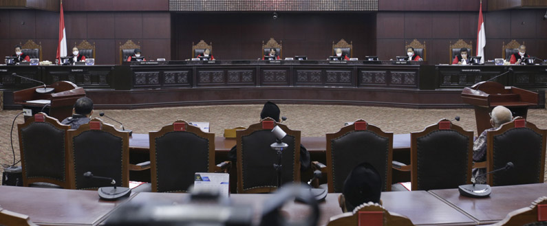 Ilustrasi: Suasana sidang sistem pemilu proporsional tertutup.