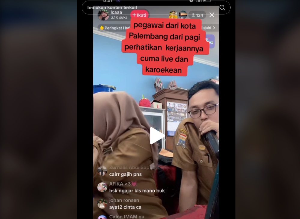 Viral PNS di Palembang Live TikTok dan Karokean saat Jam Kerja, Netizen Geram!