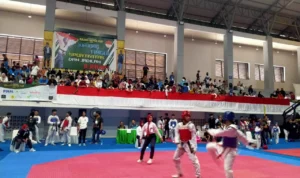 Kejaksaan Negeri (Kejari) Depok, Jawa Barat gelar turnamen Taekwondo Cup 2023 diikuti ratusan pelajar tingkat SD, SMP, dan SMA se-Kota Depok. Jabar Ekspres/Rubiakto.