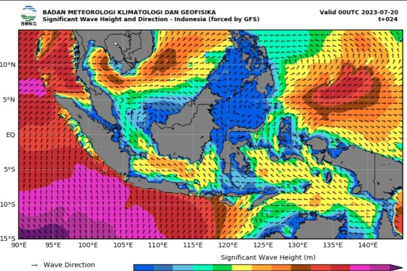 BMKG Himbau Masyarakat Waspada Gelombang Tinggi di Wilayah Perairan Indonesia pada 20-21 Juli 2023