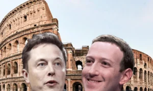 Ilustrasi Duel Elon Musk vs Mark Zuckerberg di Colosseum