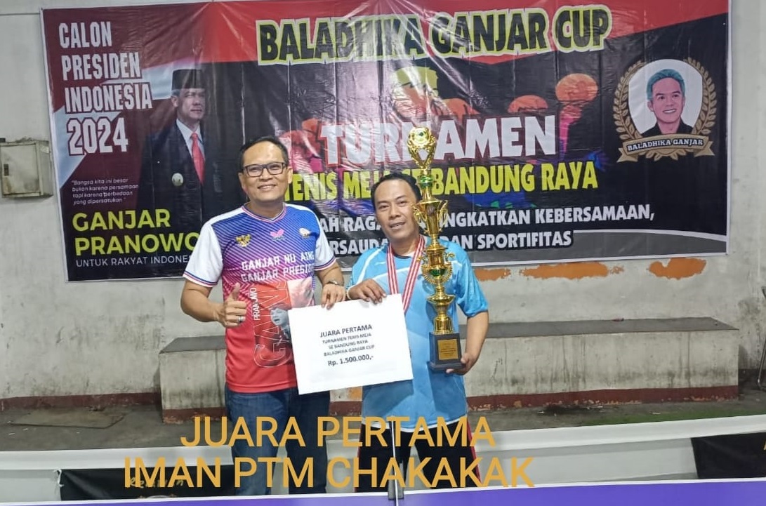 Relawan Ganjar Pranowo yang tergabung pada Baladhika Ganjar menggelar turnamen Tenis Meja untuk wilayah Bandung Raya.