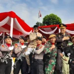 Tunjukan Sinergitas TNI-Polri, Polres Cimahi Gelar Upacara HUT Bhayangkara di Makodim 0609 Cimahi