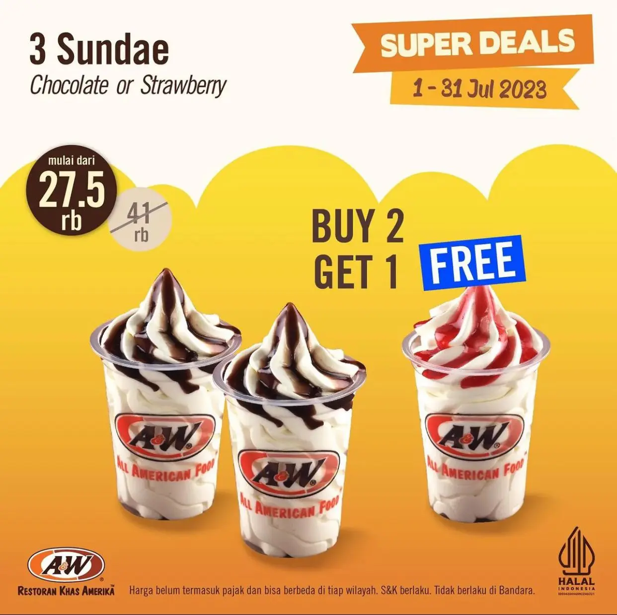 Buy 2 Get 1, Nikmati Kenikmatan Promo Super Deals A&W!