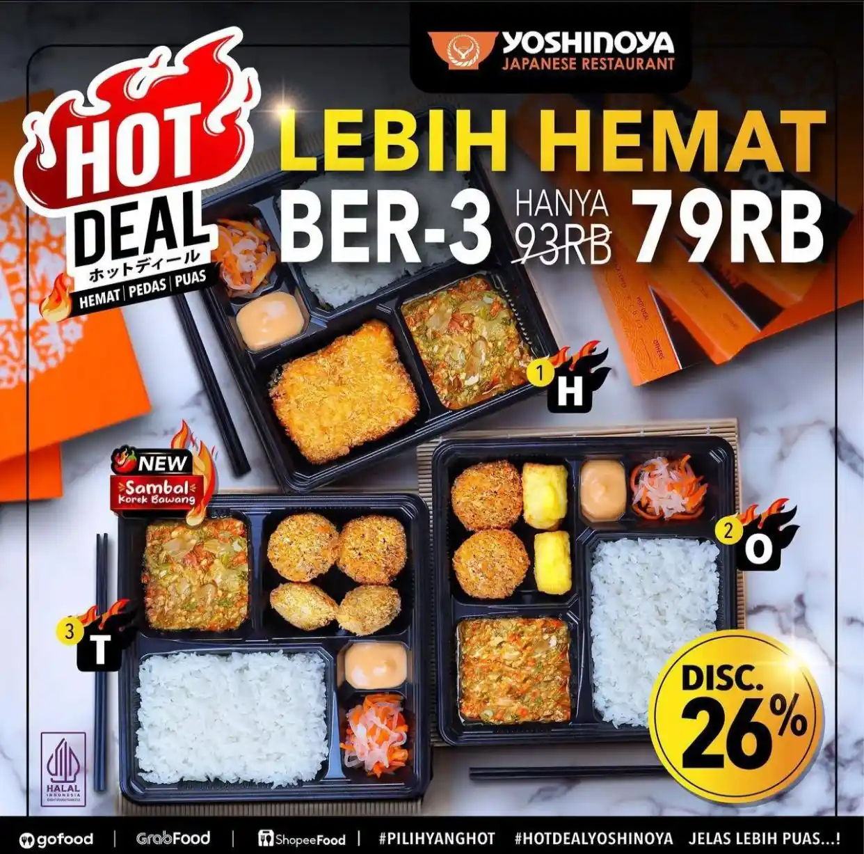 Promo Yoshinoya Hot Deal, Lebih Hemat Makan Ber-3!