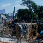 Progres pembangunan Jembatan Otista, Kota Bogor. (Yudha Prananda / Jabar Ekspres)