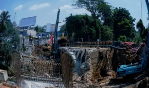Progres pembangunan Jembatan Otista, Kota Bogor. (Yudha Prananda / Jabar Ekspres)
