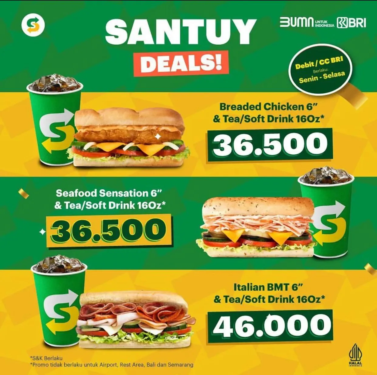 Promo Subway, Khusus Untuk Para Pengguna Debit & Kredit BRI