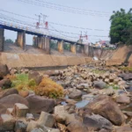 Debit air di Bendung Katulampa, Kota Bogor turun drastis. (Yudha Prananda/MG7)