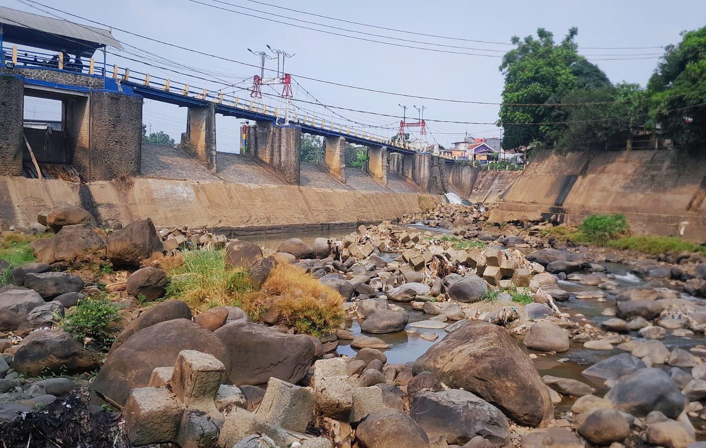 Debit air di Bendung Katulampa, Kota Bogor turun drastis. (Yudha Prananda/MG7)