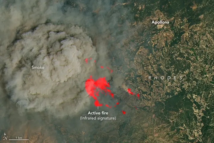 Serem! NASA Merilis Gambar Kebakaran Hutan di Yunani