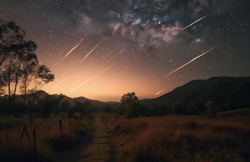Ilustrasi terjadinya hujan meteor perseid 2023 hari ini, (freepik)