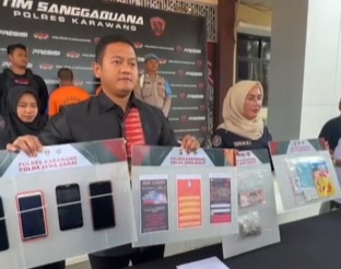 Jumpa Pers Kasus Judi Togel Online di Karawang. (Tangkapan layar video instagram @satreskrim-polreskarawang)