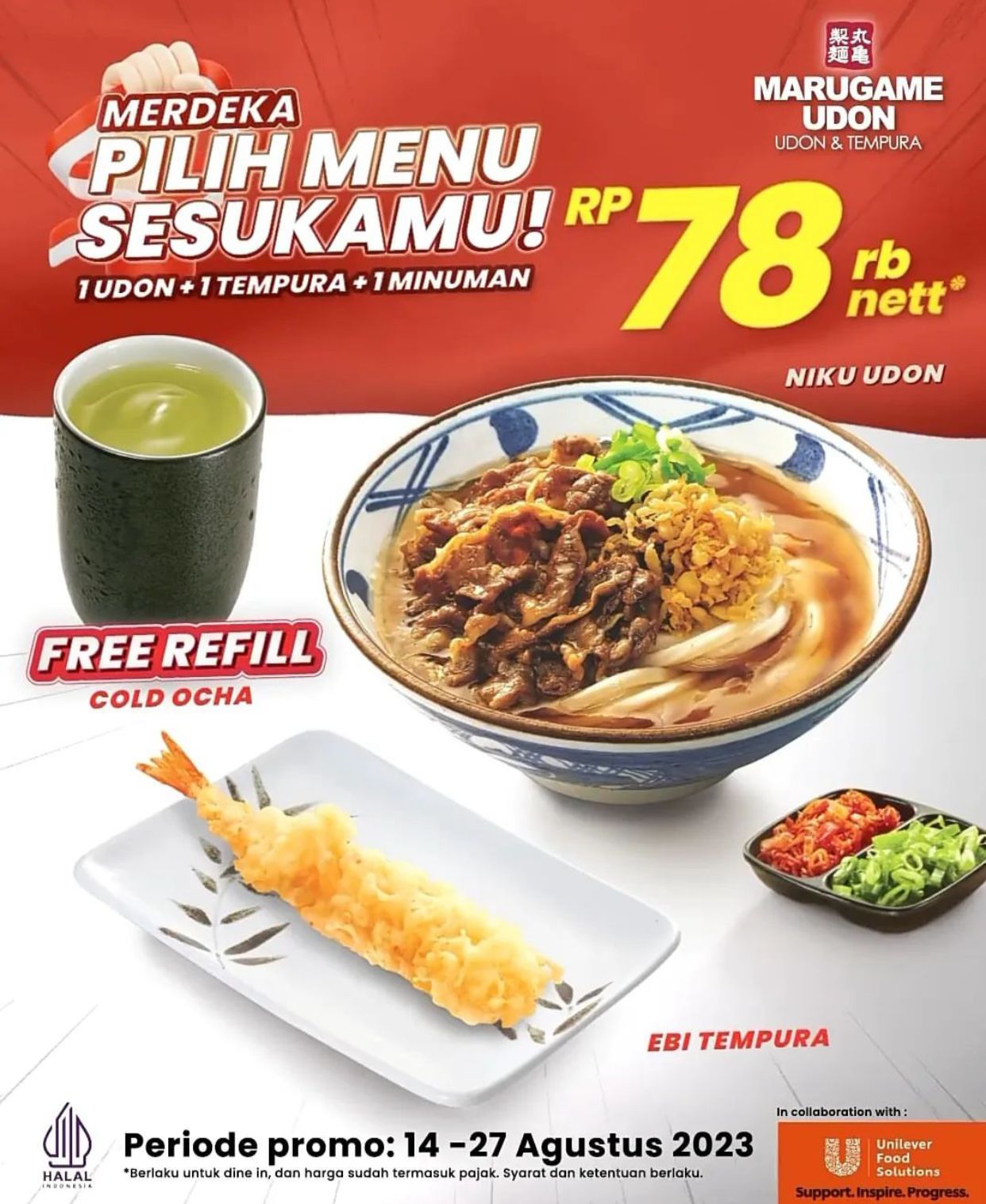 Promo MARUGAME UDON, Merdeka Pilih Menu Sesukamu!