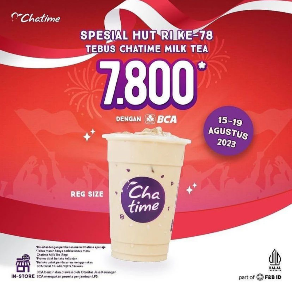 Promo Chatime Spesial HUT RI, Tebus Milk Tea Hanya Rp 7.800!