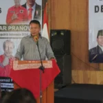 Koordinator Nasional Jaringan Rakyat Untuk Ganjar (JURAGAN) Mayjen TNI (p) TB Hasanuddin menghadiri Roadshow Deklarasi Relawan Juragan di Pangandaran, Jawa Barat, Rabu (2/8).