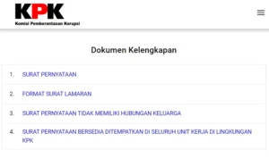 Dokumen Kelengkapan Syarat CPNS KPK 2023/ Tangkap Layar Laman Rekrutmen KPK