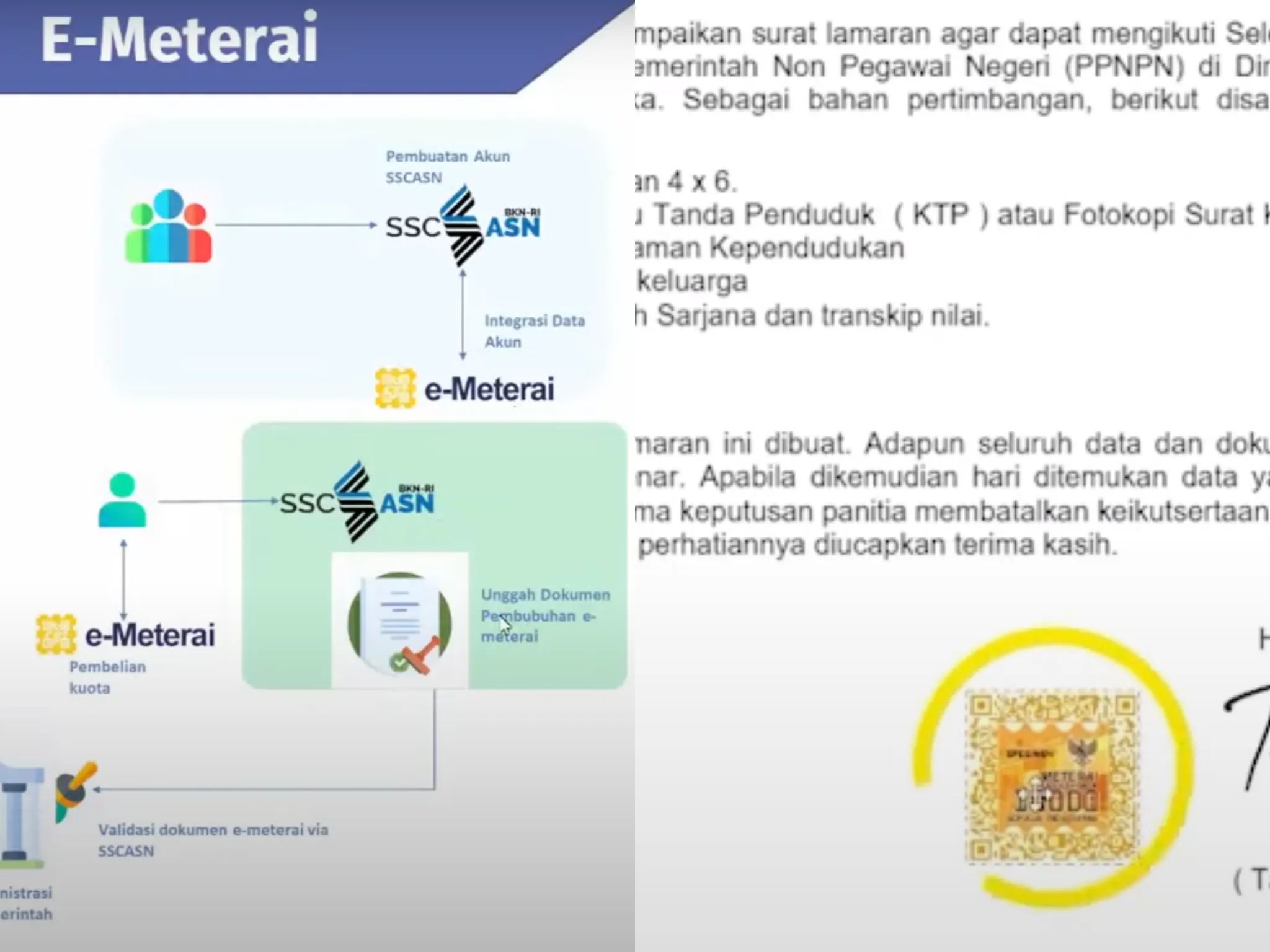 Dokumen yang Perlu E-Materai CPNS 2023/ Kolase YouTube #ASNPelayanPublik