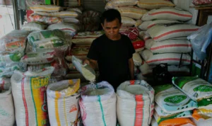 Harga beras di Kota Bandung, Jawa Barat terpantau masih terus mengalami kenaikan sejak bulan Agustus 2023, memberatkan para pedagang. Jabar Ekspres/Pandu.