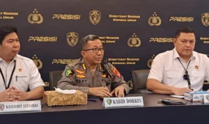 Kabiddokes Polda Metro Jaya Kombes Pol Hery Wijatmoko ungkap hasil autopsi jasad tinggal kerangka di Depok. PMJ News/Fajar.