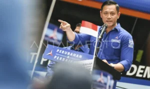Ketua Umum Partai Demokrat, AHY beberkan alasan mengapa Partainya memberikan dukungan terhadap Prabowo Subianto. ANTARA/Hafidz Mubarak A/rwa.