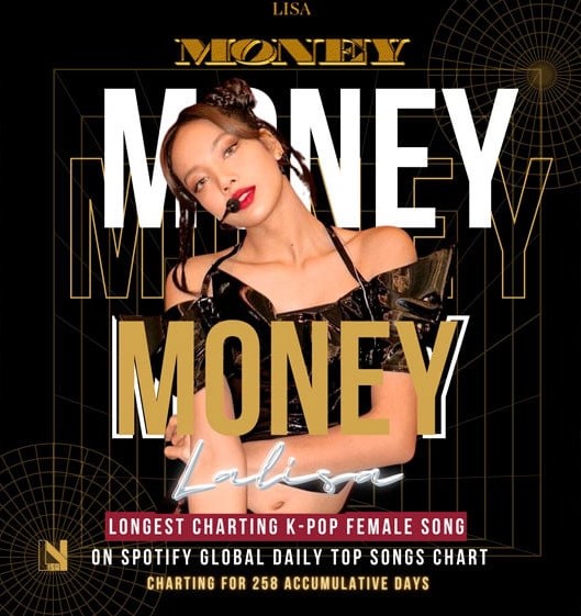 LISA BLACKPINK Pecahkan Rekor, "MONEY" Jadi Lagu Terlama di Global Spotify Chart