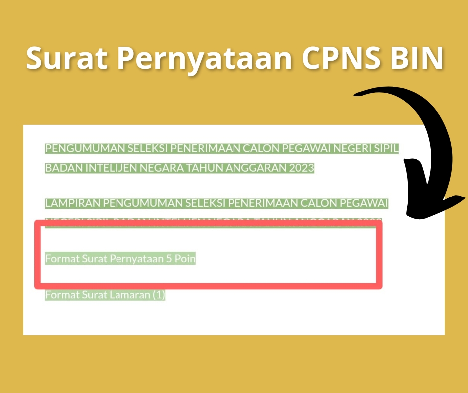 Surat Pernyataan CPNS BIN 2023/ Tangkap Layar Bin.go.id