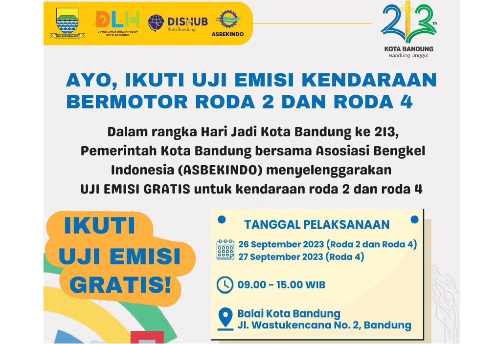 Uji Emisi Gratis di Bandung September 2023, Ayo Cek!/ Tangkap Layar Instagram @bdg.dishub