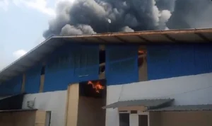 Kebakaran Hebat Melanda Pabrik Kemoceng di Solokan Jeruk Kabupaten Bandung. Foto Istimewa