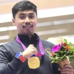 Cabor Menembak Indonesia mencatatkan sejarah gemilang dengan meraih medali emas pertama dalam sejarah partisipasinya di Asian Games. (ANTARA)