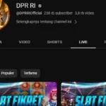 YouTube DPR RI Diduga Dihack, Foto Prodil Berubah Jadi 'Slot Baris' /Tangkap Layar YouTube DPR RI
