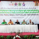 Empat parpol pendukung Ganjar Pranowo melakukan konsolidasi guna memantapkan strategi pemenangan di Jawa Barat, berlangsung di Hotel Horison, Kota Bandung, Jumat 6 Oktober 2023.