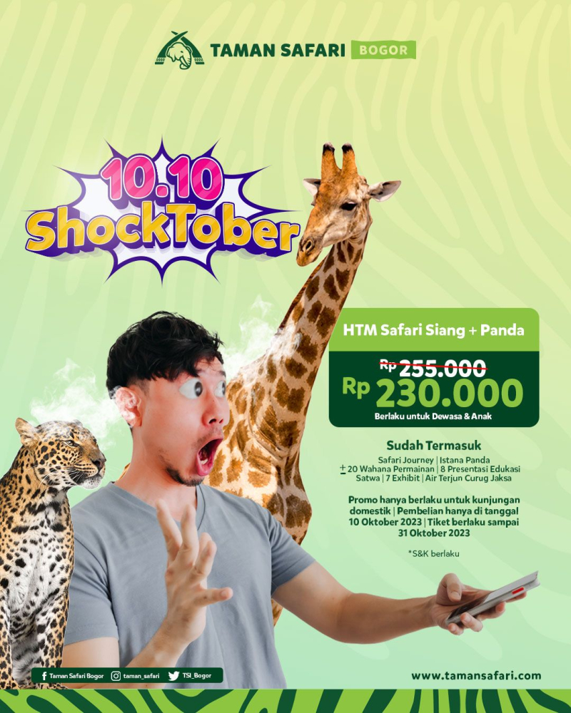 Gebyar promo Shocktober 10.10 spesial tiket masuk Taman Safari Bogor selama Oktober 2023