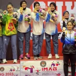 Sejumlah atlet saat naik podium menerima medali emas di ajang IMAG 2023 di Kota Bogor. (Yudha Prananda / Istimewa)