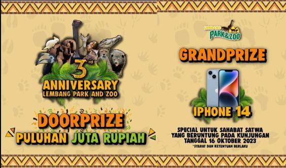 Promo Anniversary ke-3 Lembang Park Zoo 16 Oktober 2023 (instagrram @lembang_parzoo)