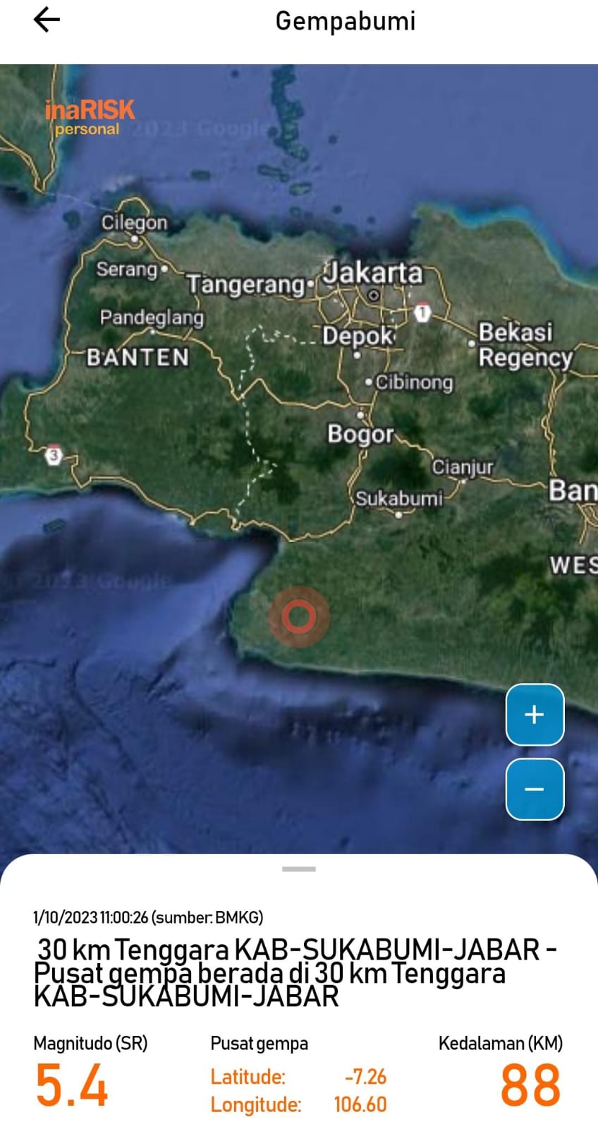 Getaran Terasa Dua Kali, Gempa M5,4 Guncang Sukabumi