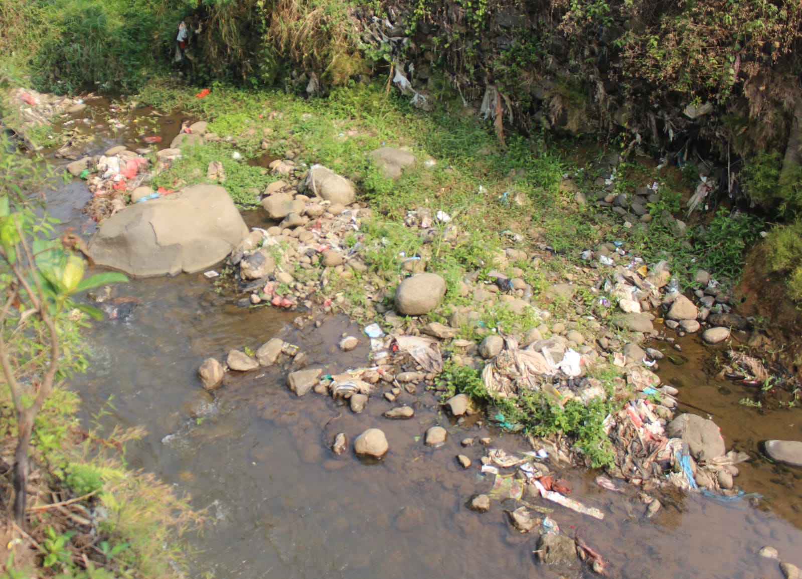 Kondisi Sungai Ciesek yang tercemar.
