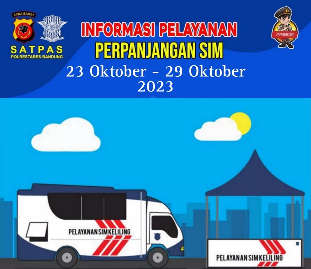 Jadwal SIM Keliling Kota Bandung Hari Ini (23 Oktober – 29 Oktober 2023)