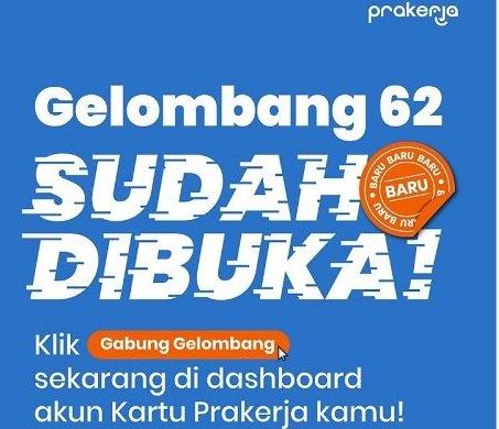 Kartu Prakerja Gelombang 62 Sudah Dibuka, Segera Gabung dan Dapatkan Insentif Rp4,2 Juta